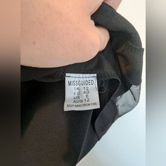 Black oversized the knee smart pencil skirt mesh detail - Picture 2 of 5